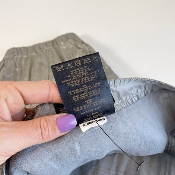 Burberry Womens Silk Blend Pleated Straight & Pencil Skirt Gray 38 Stretch Zip - Picture 7 of 10